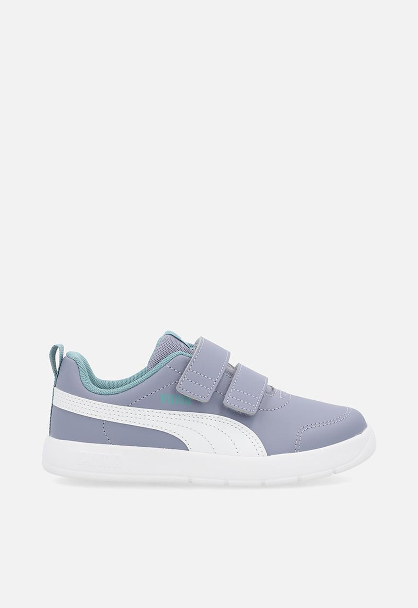 PUMA - Courtflex V3 V Ps - Grey Sky-Puma White-Baltic Sea Blue