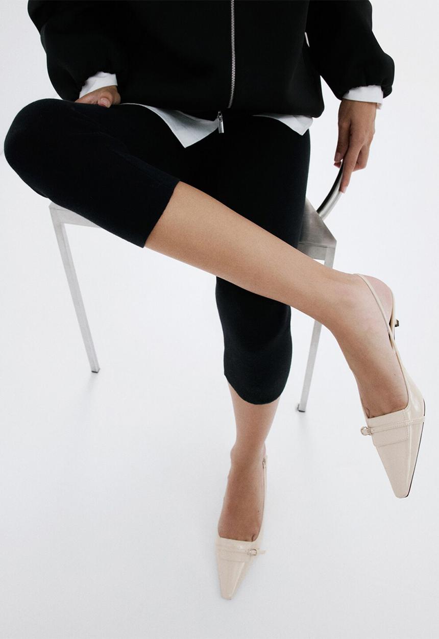 MANGO - Pocket stiletto slingback heel - light beige