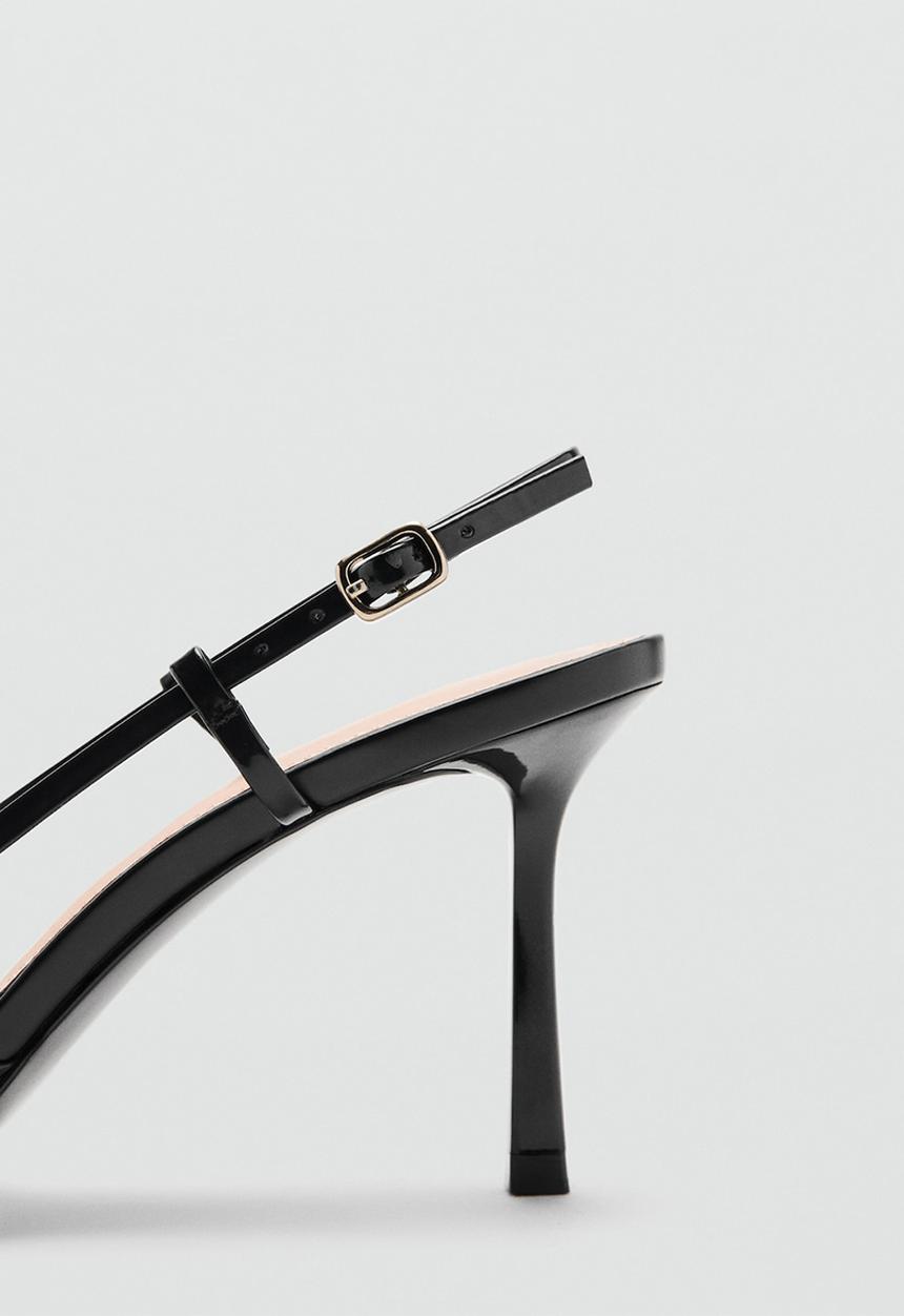MANGO - Giro leather stiletto slingback heel - black