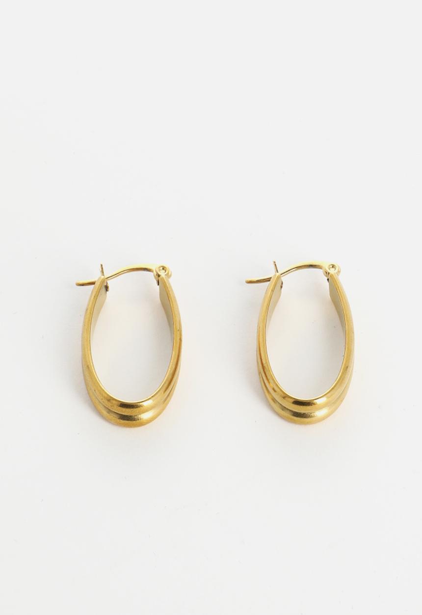 Zoe on Trend - Double row oval hoop earrings - gold