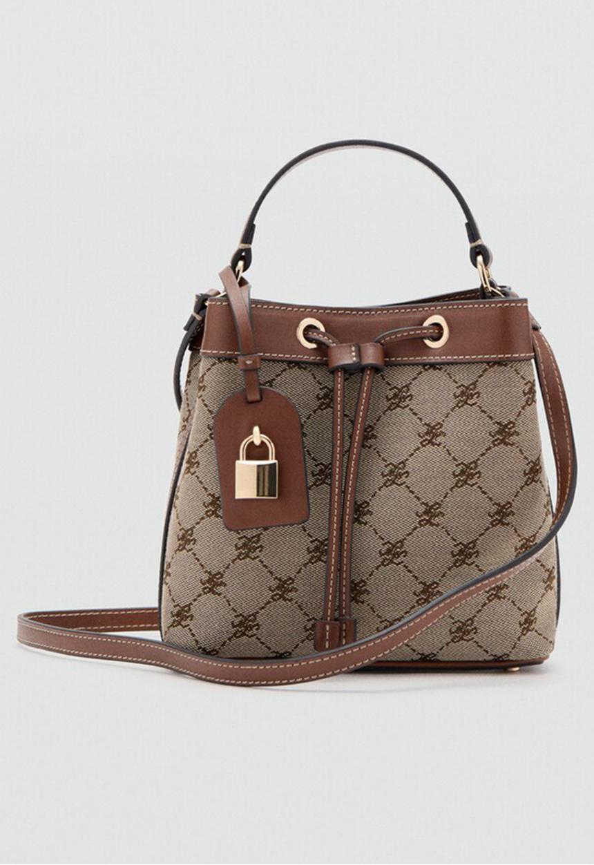 MANGO - Denizt bucket bag - medium brown