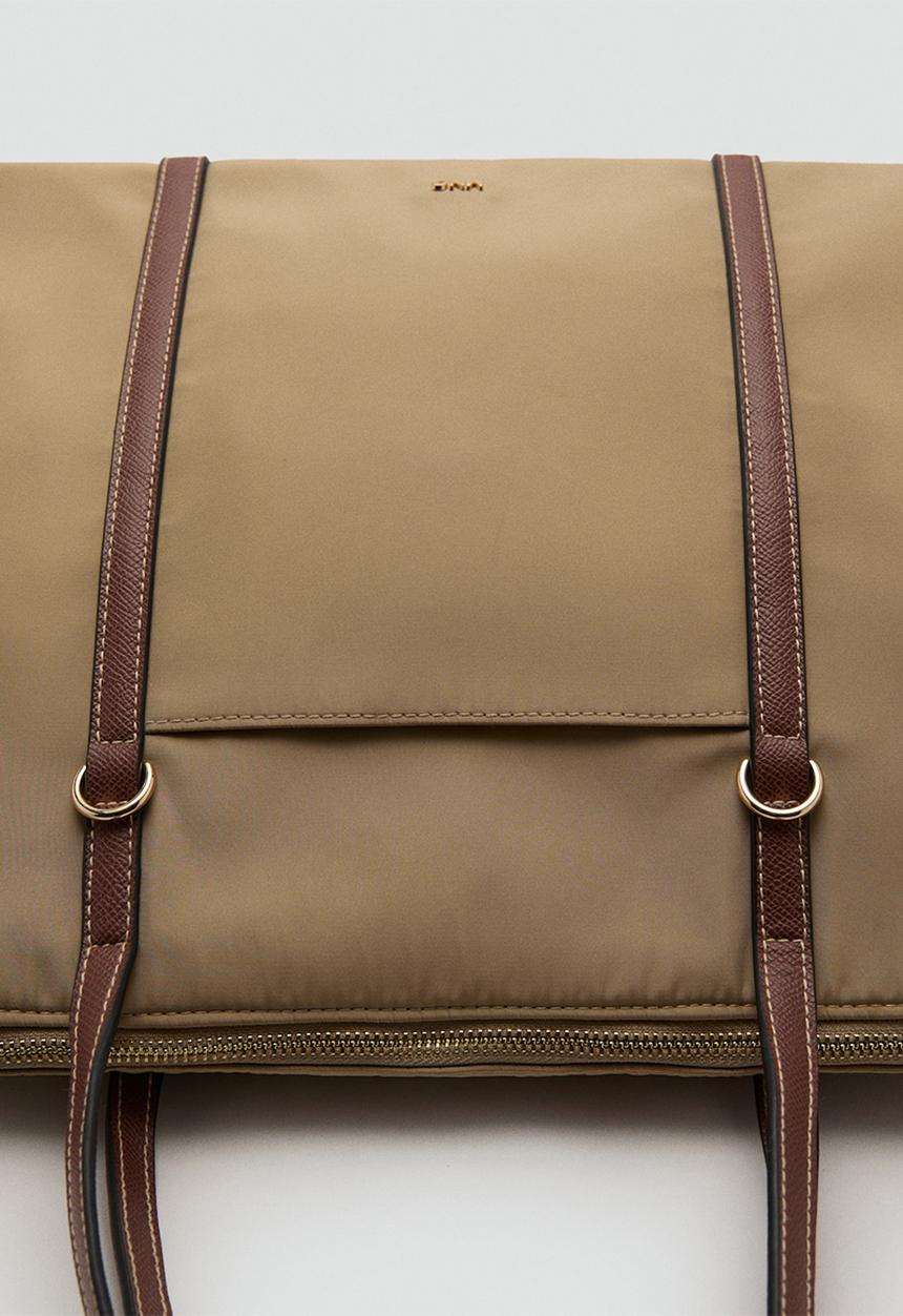 MANGO - Cobalt tote bag - light beige