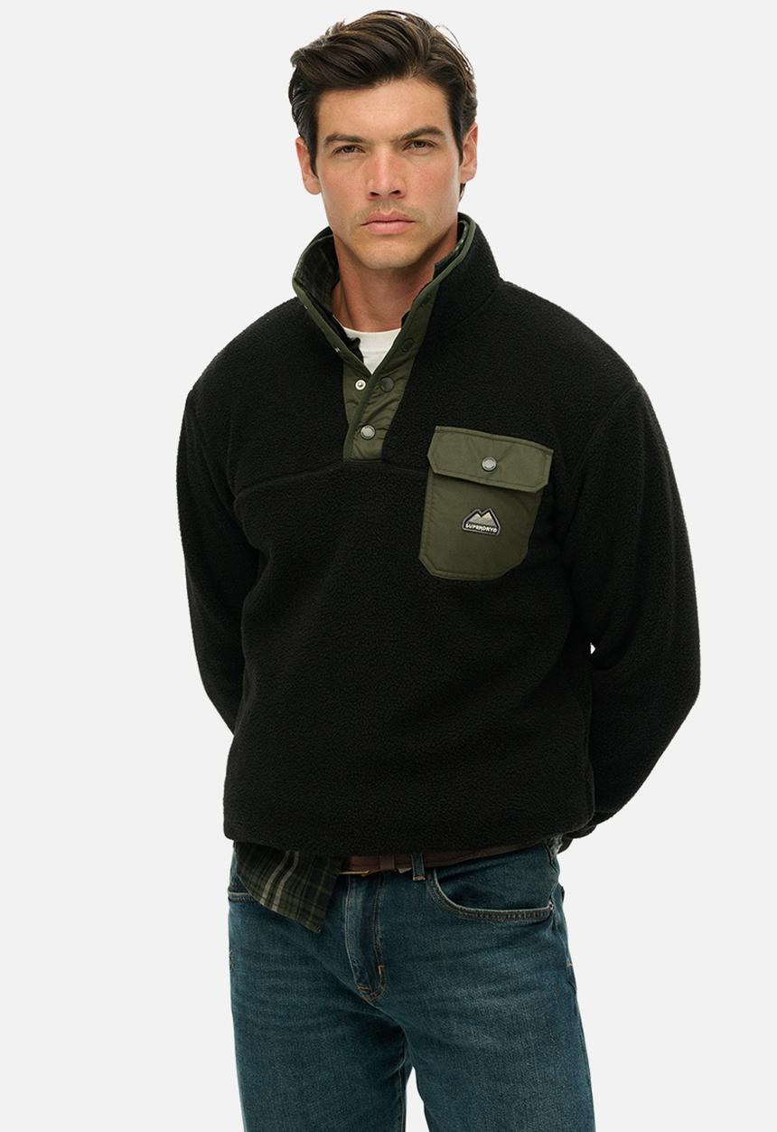 Superdry. - Fuji Fleece Henley - Black