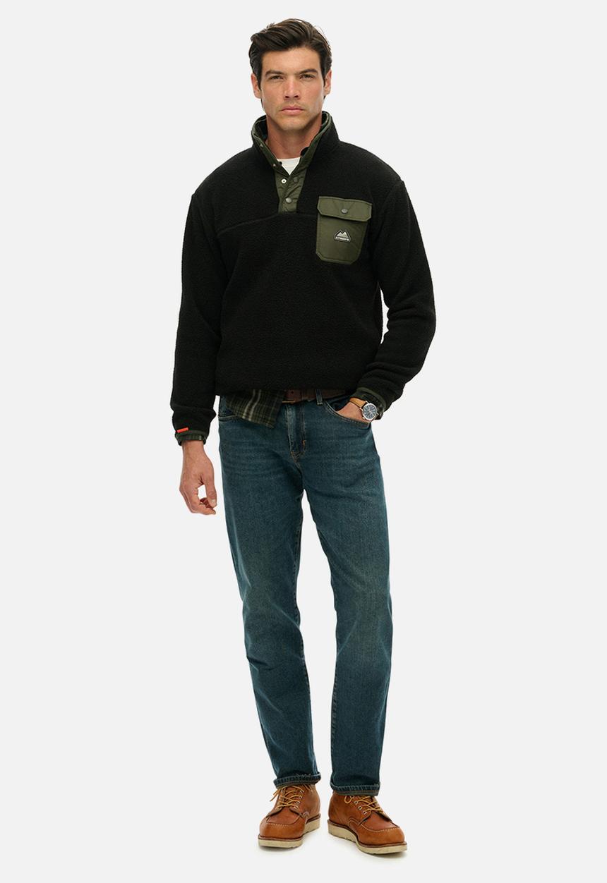 Superdry. - Fuji Fleece Henley - Black