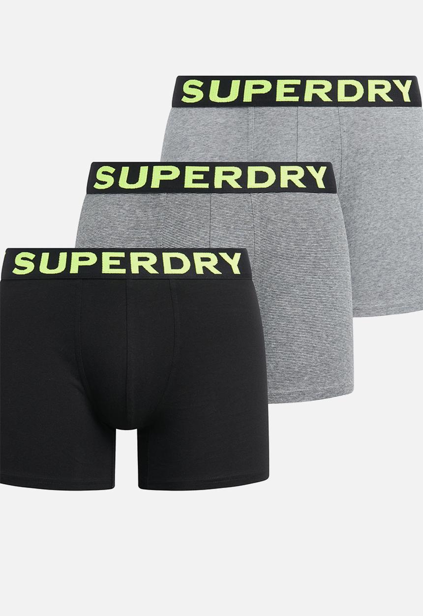 Superdry. - Boxer Triple Pack - Ath Grey Feeder/Black Stripe/Black