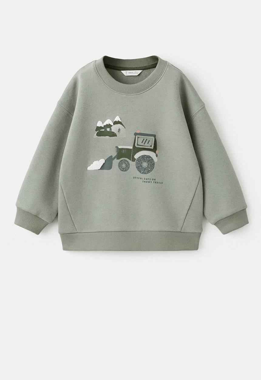 MANGO - Sweatshirt SNOWCAR - Medium Green