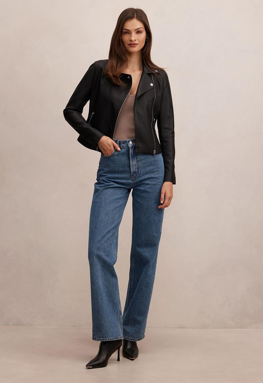 Forever New - Betty faux leather biker jacket in black