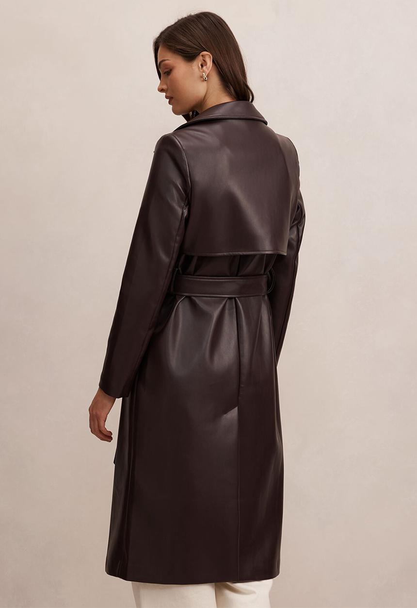 Forever New - Sabina pu trench coat in deep berry