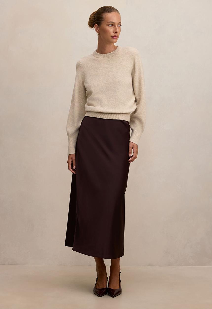 Forever New - Ellie cuff detail sweater in soft oatmeal