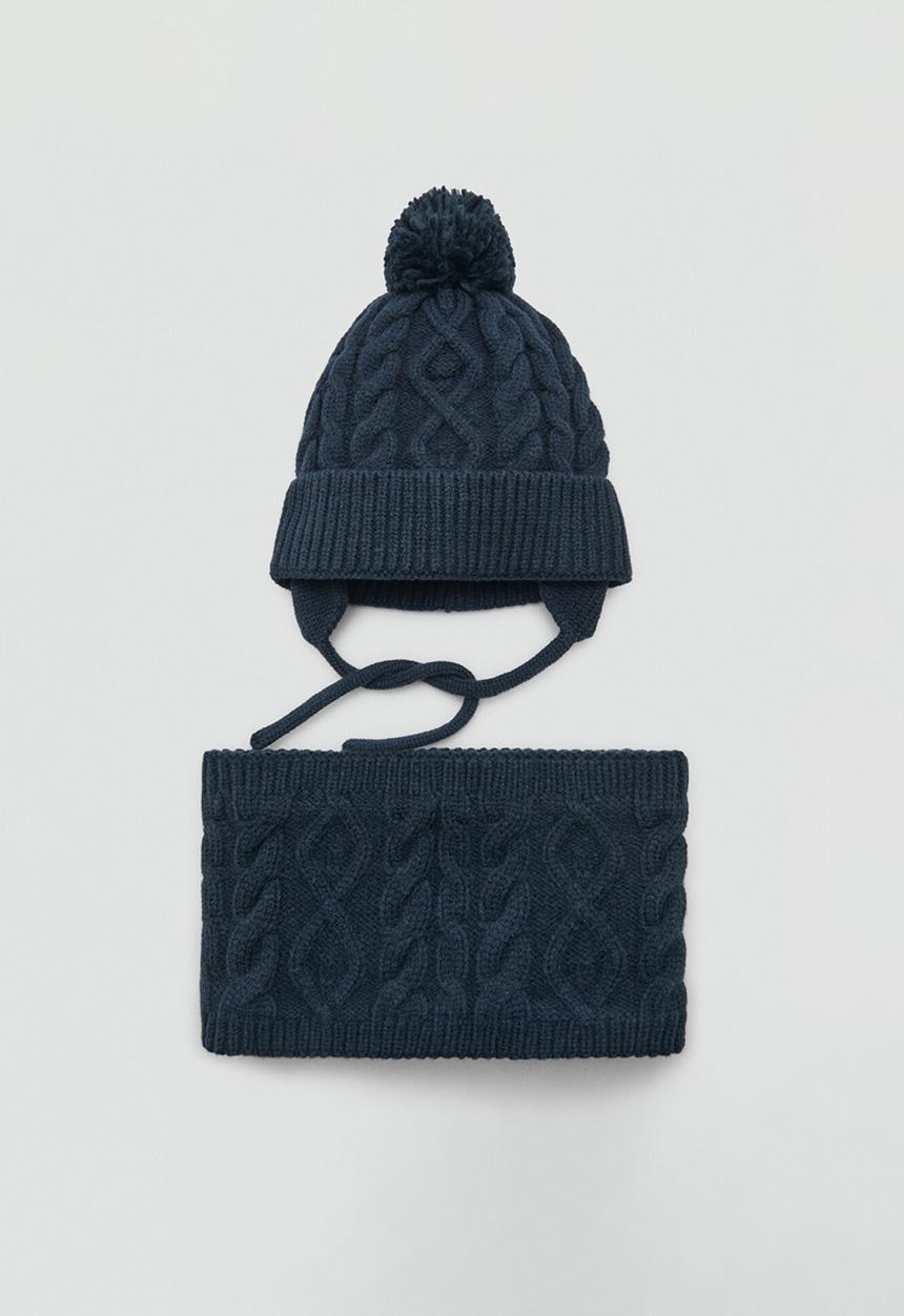 MANGO - Cable-knit scarf - Navy