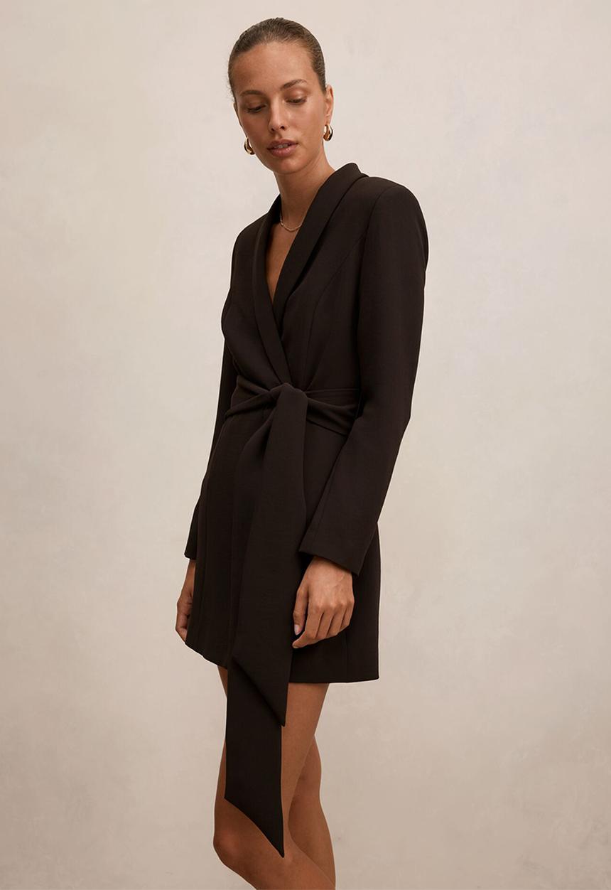 Forever New - Izzy belted blazer mini dress in dark chocolate