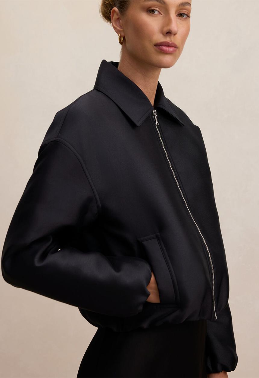 Forever New - Everly satin bomber jacket in black