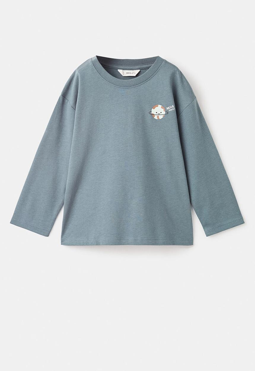 MANGO - T-Shirt SPACE - Turquoise / Aqua