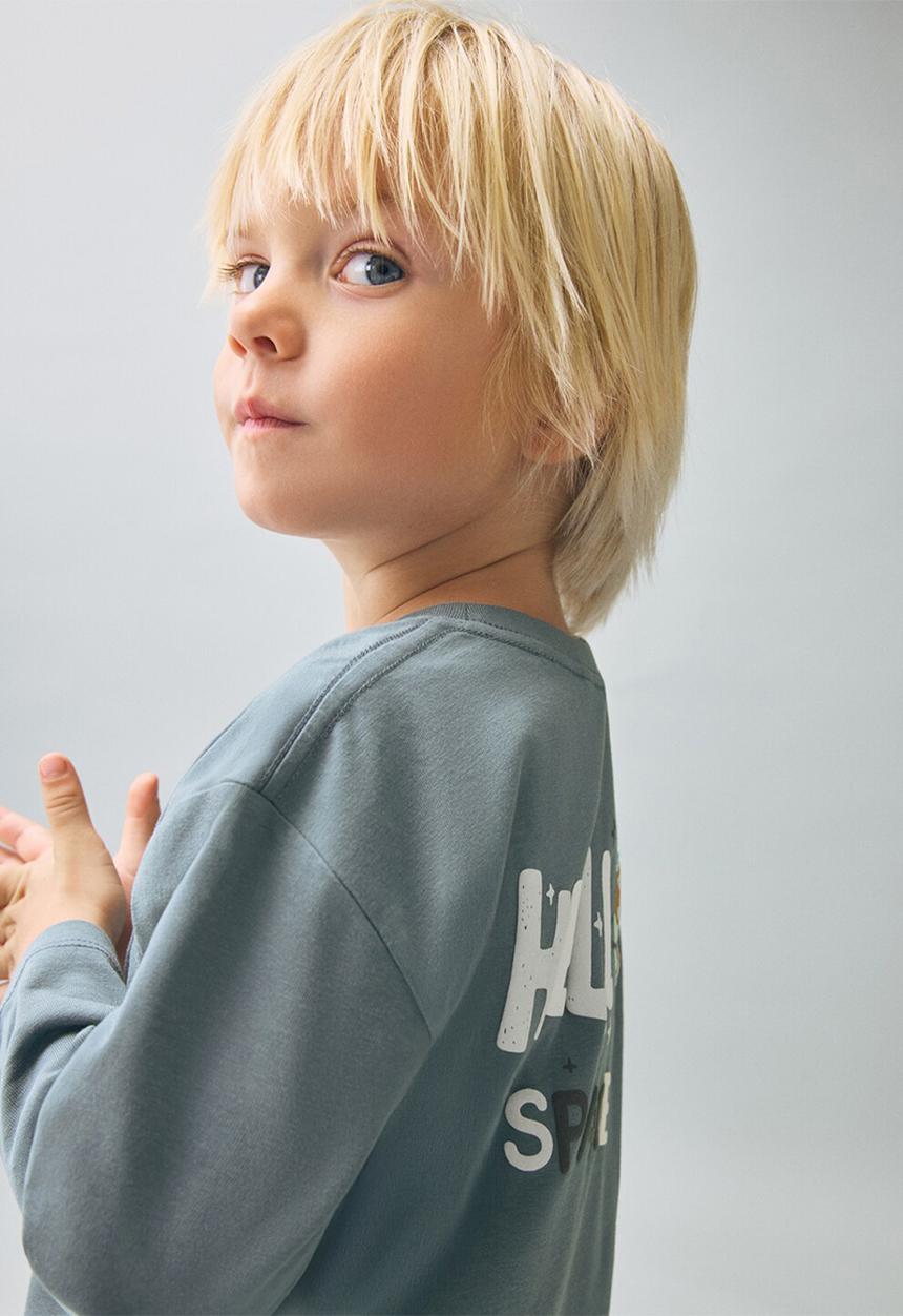 MANGO - T-Shirt SPACE - Turquoise / Aqua