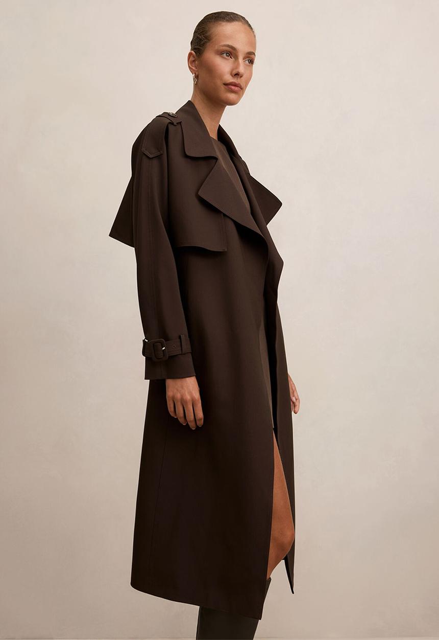 Forever New - Ivy belted trench coat in chocolate