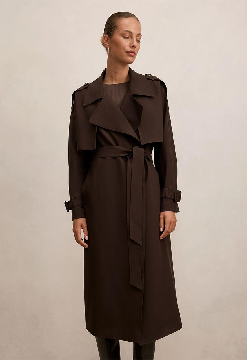 Forever New - Ivy belted trench coat in chocolate