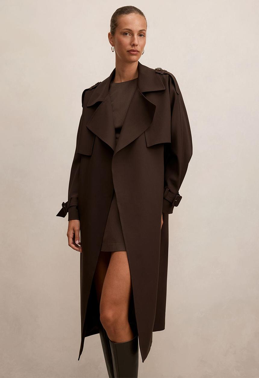 Forever New - Ivy belted trench coat in chocolate