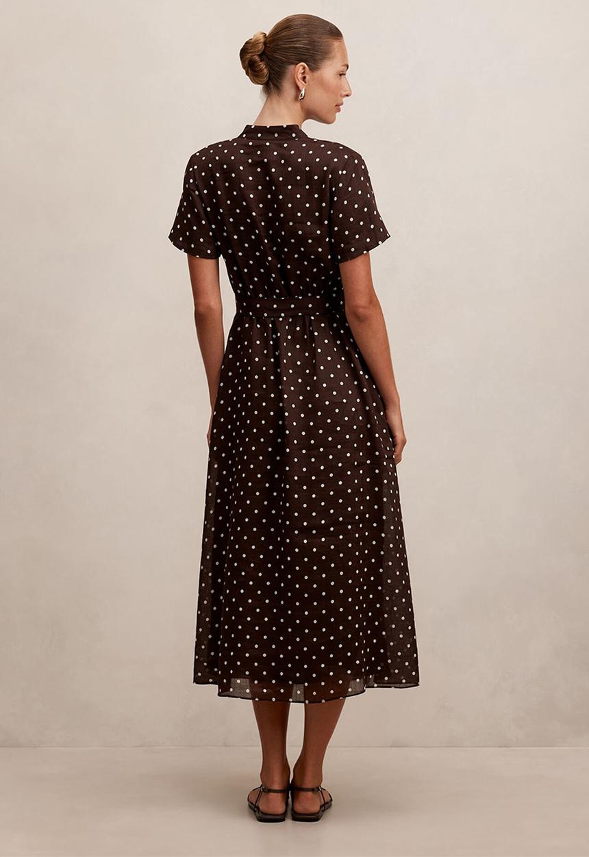 Forever New - Therese short sleeve midi dress in choc kinsey spot