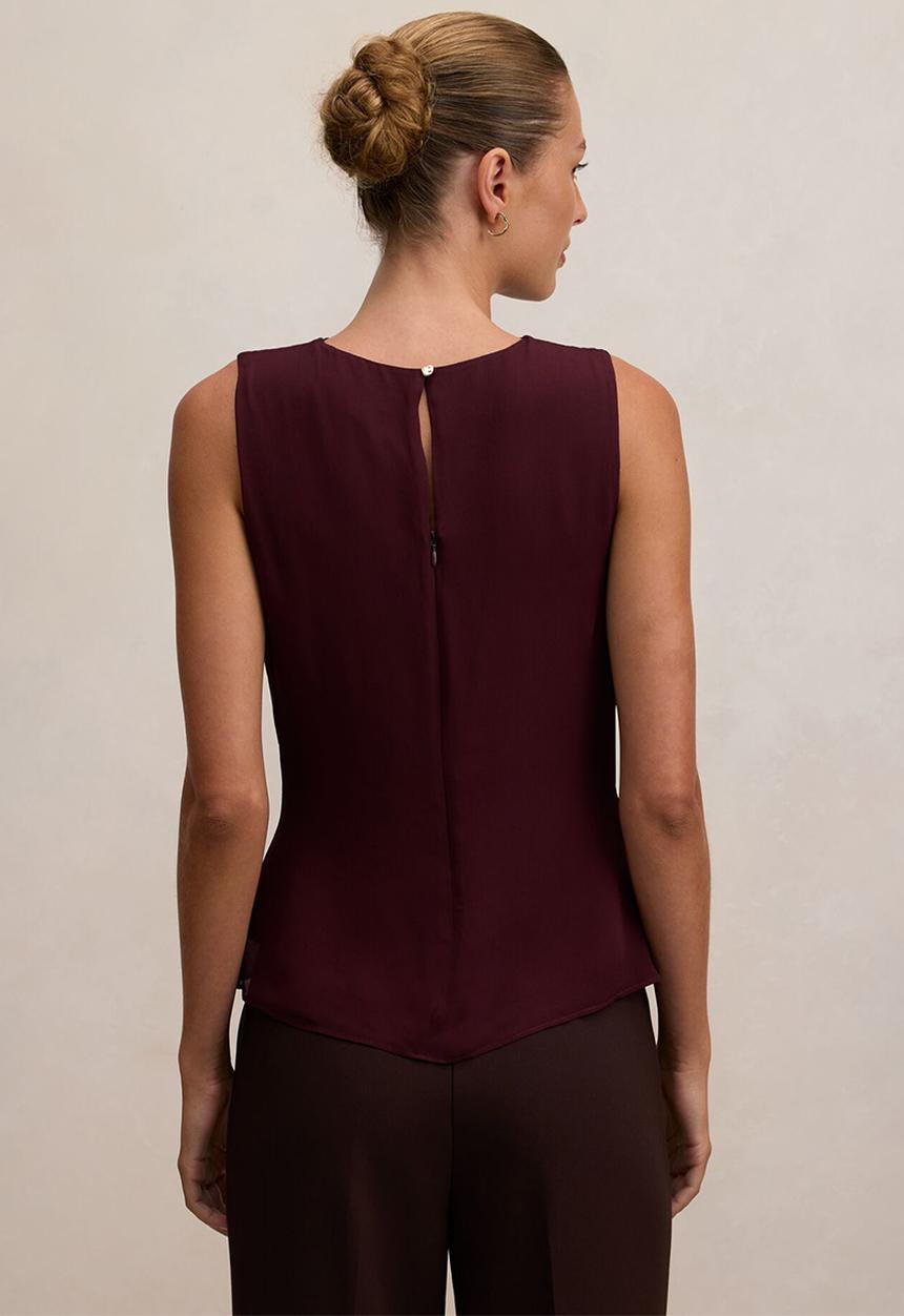 Forever New - Tiffany draped sleeveless top in aubergine