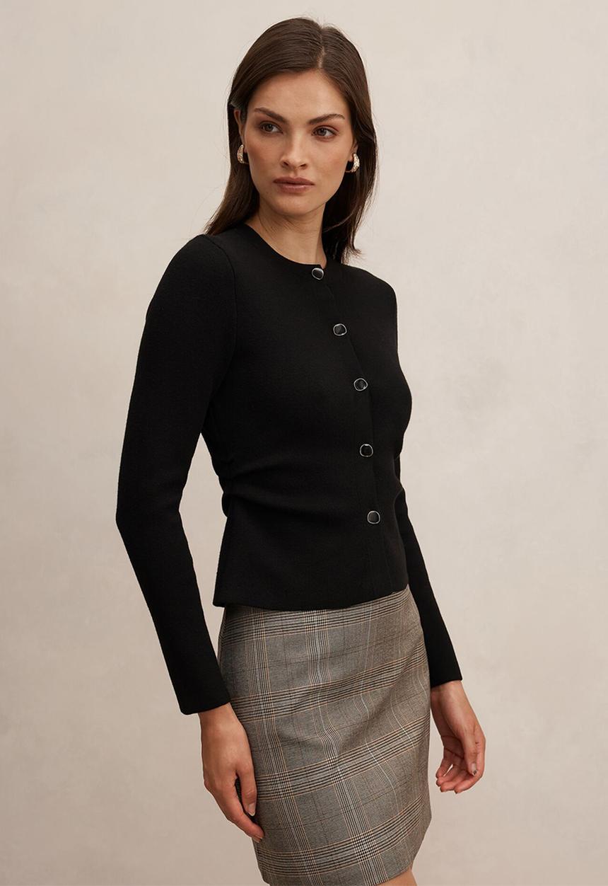Forever New - Valencia structured knit cardigan in black