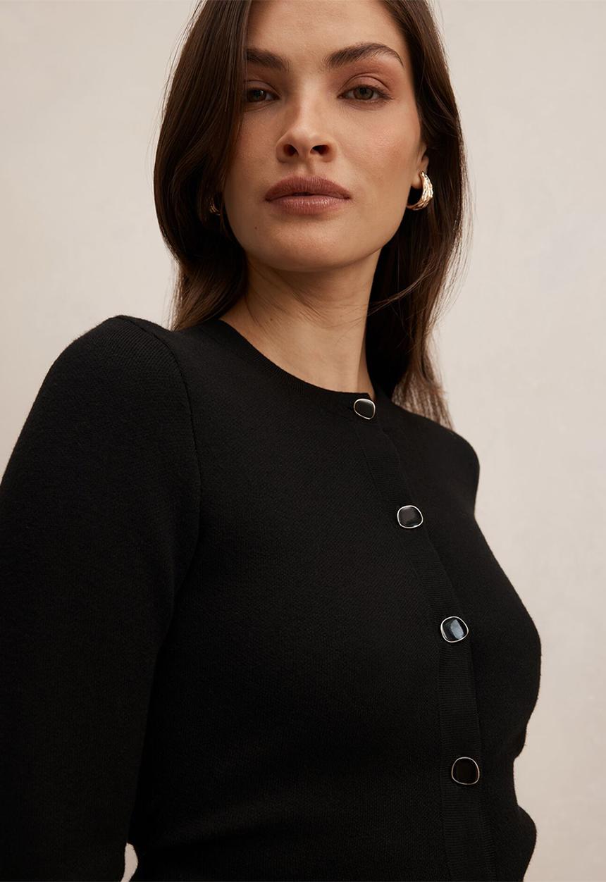 Forever New - Valencia structured knit cardigan in black
