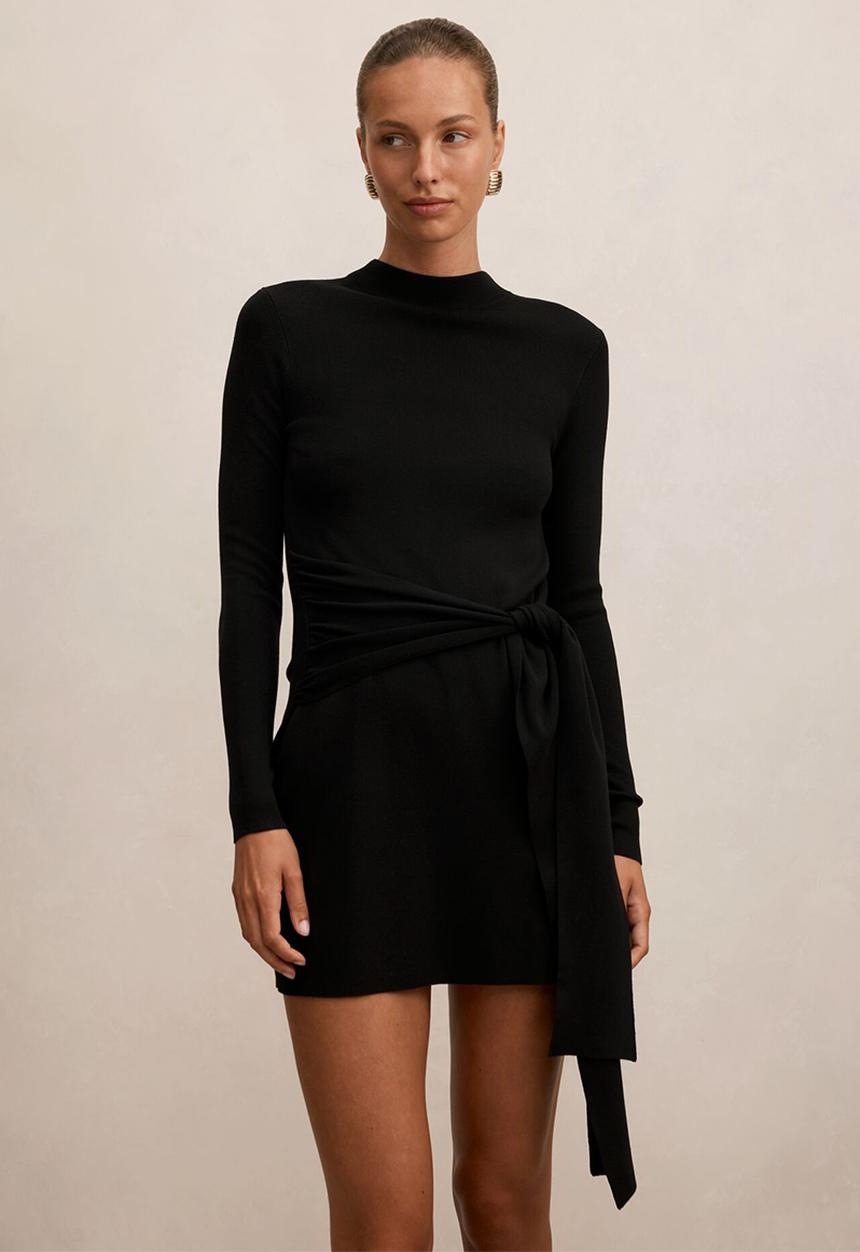 Forever New - Margot tie waist mini dress in black