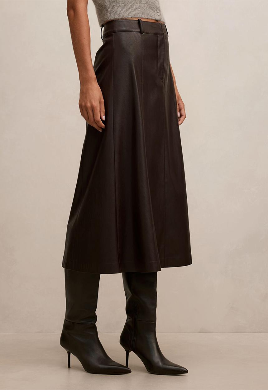 Forever New - Isla vegan leather midi skirt in royal berry