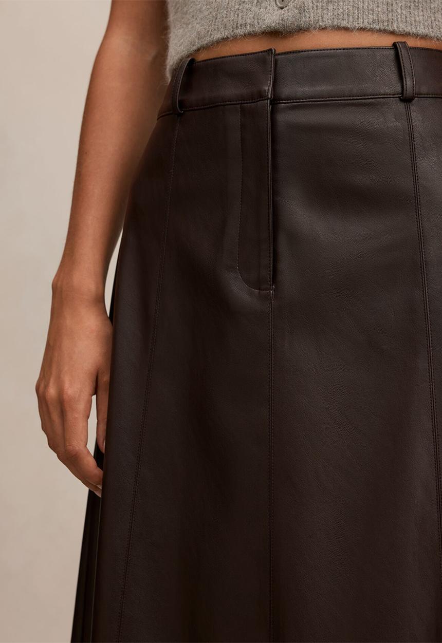 Forever New - Isla vegan leather midi skirt in royal berry