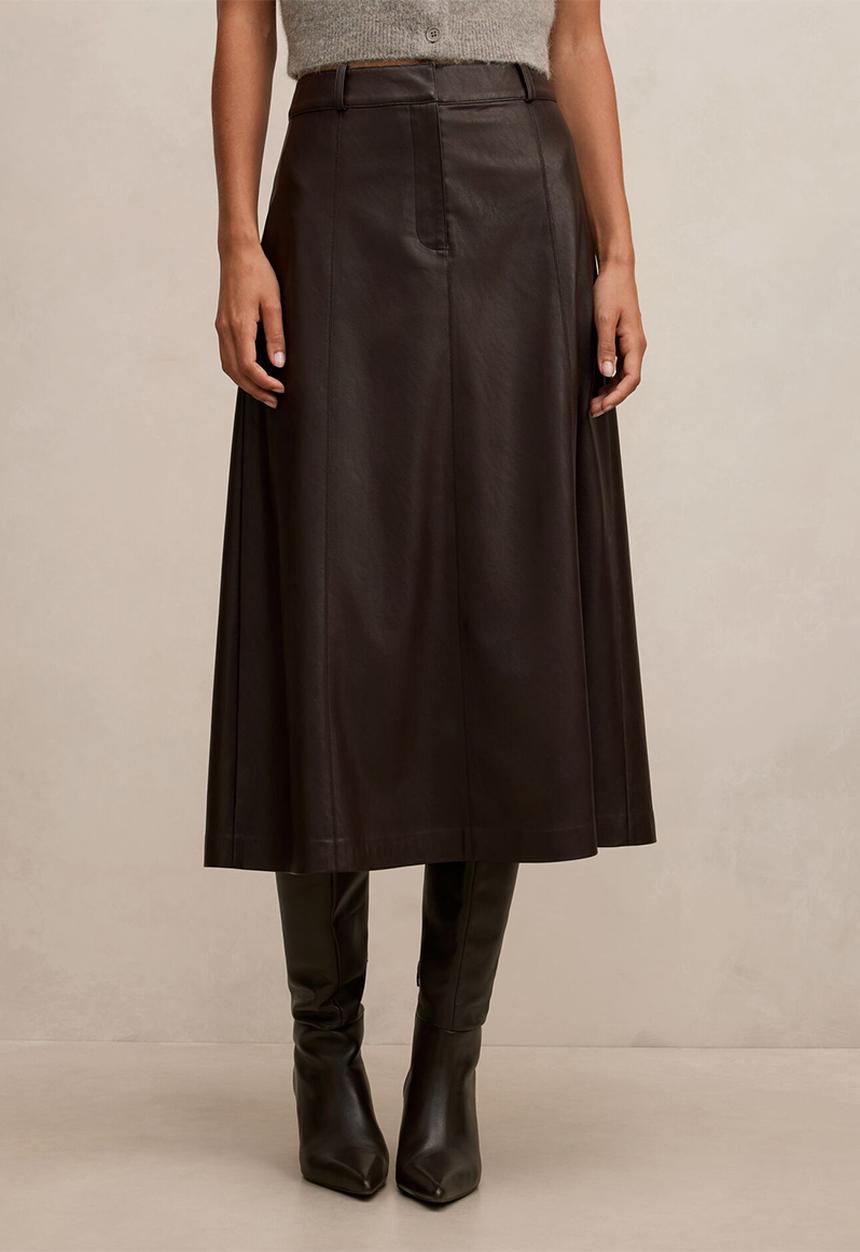 Forever New - Isla vegan leather midi skirt in royal berry