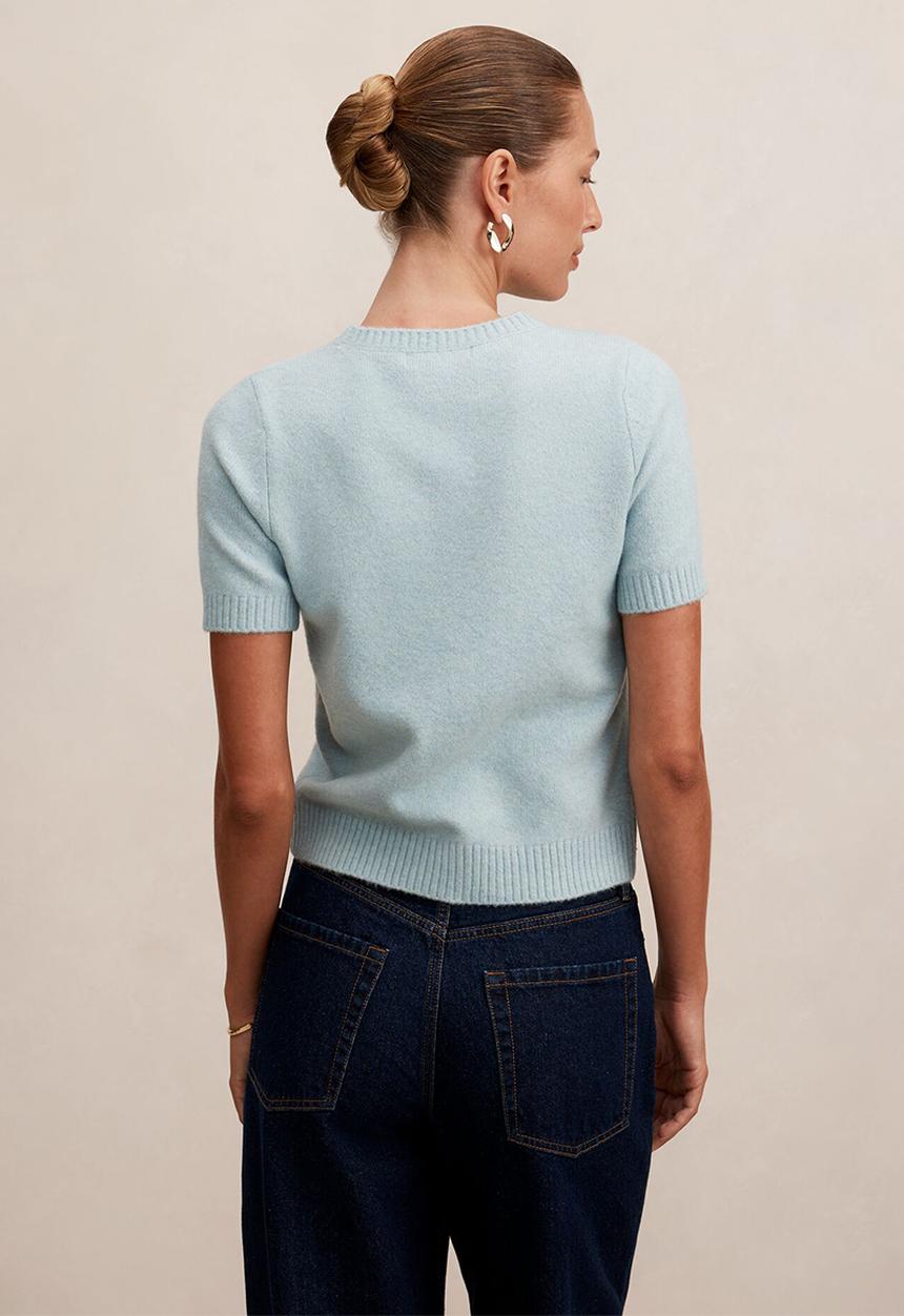 Forever New - Lucy knitted t-shirt in soft duck egg