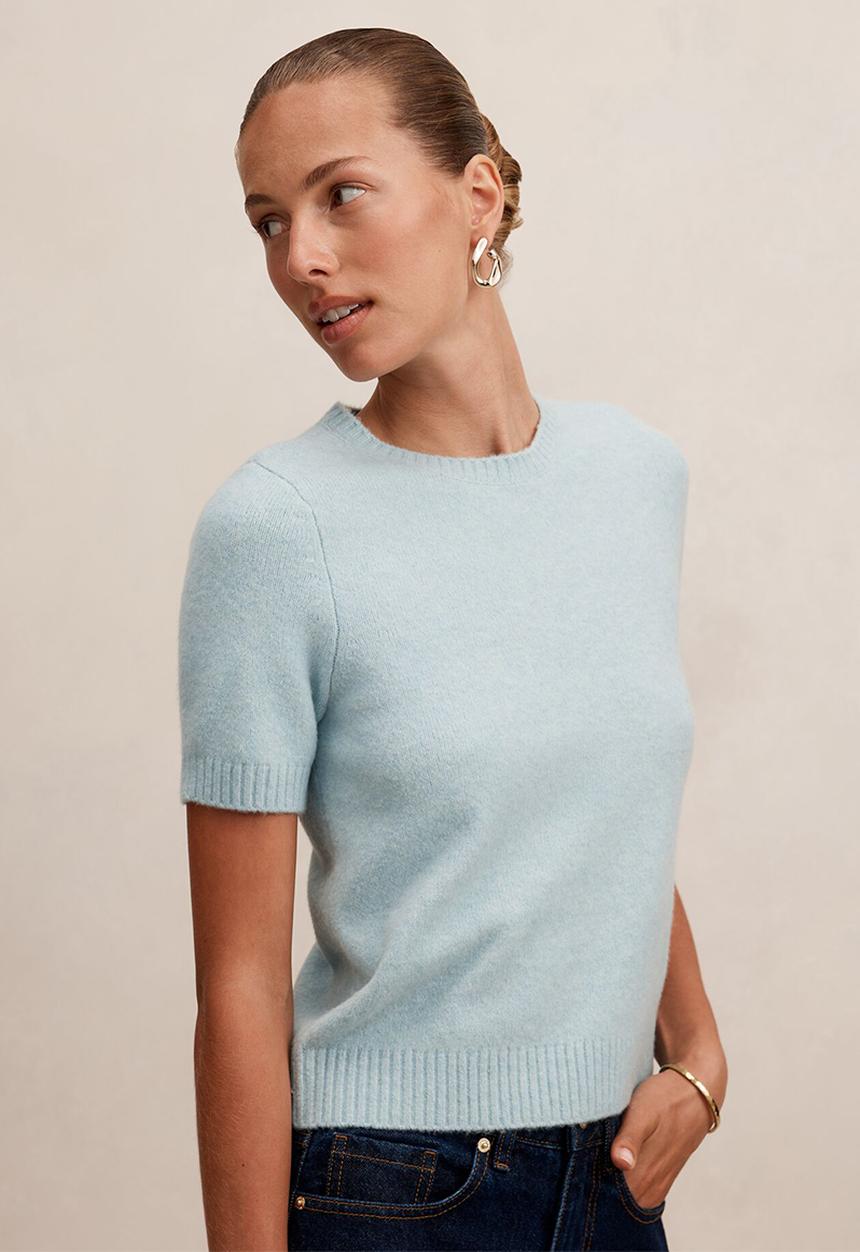 Forever New - Lucy knitted t-shirt in soft duck egg