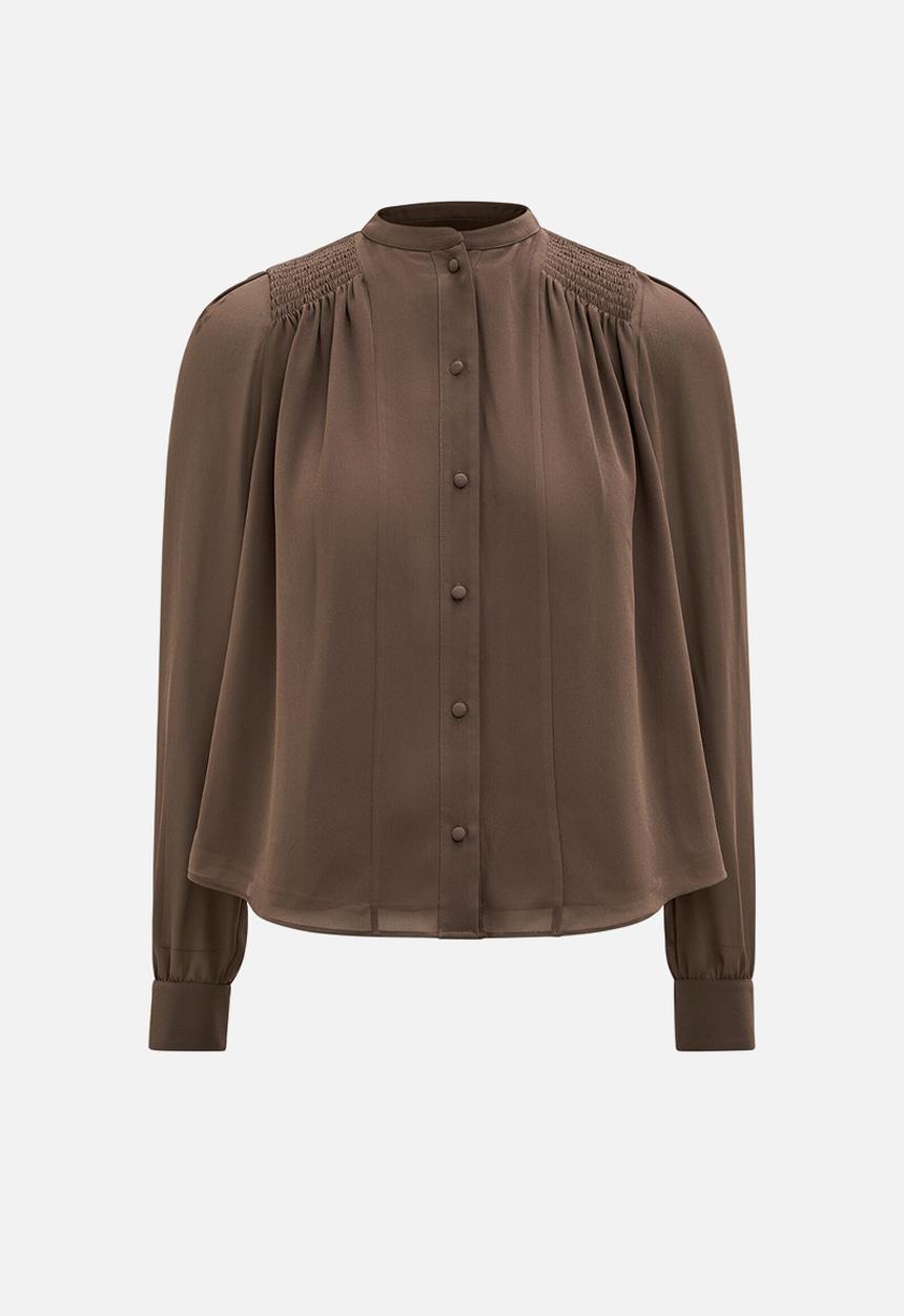 Forever New - Rory sheering blouse in vintage khaki