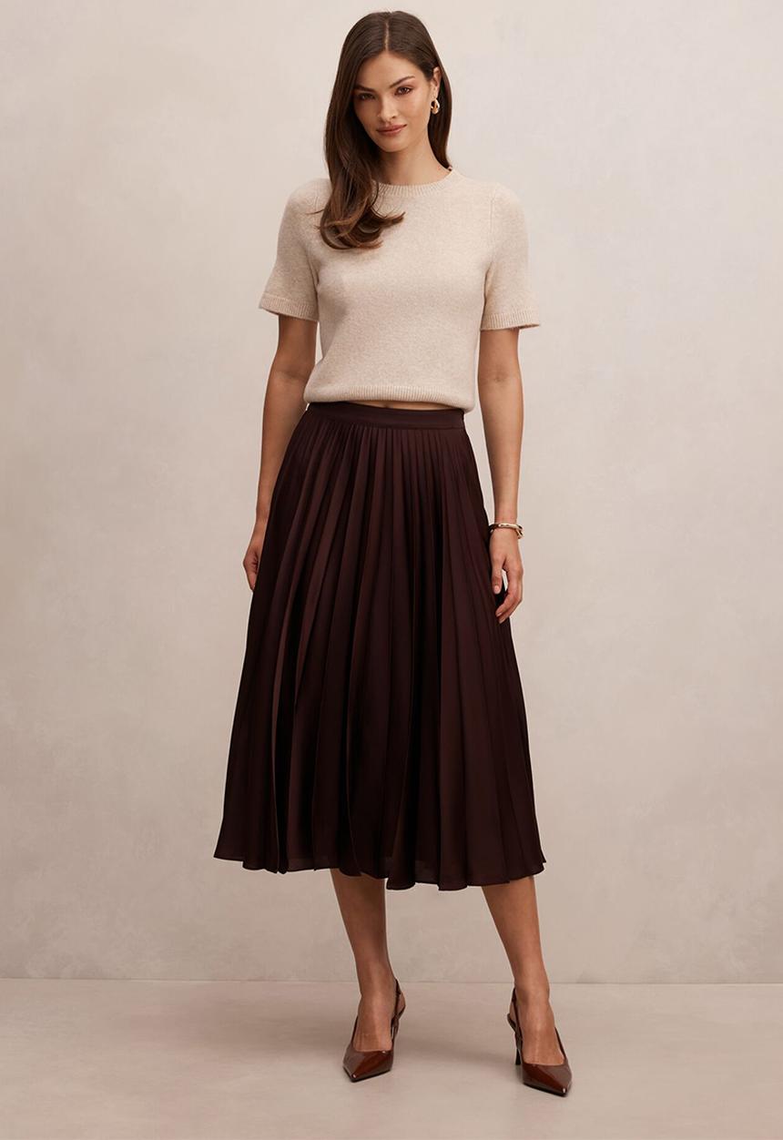 Forever New - Danielle pleated midi skirt in chocolate