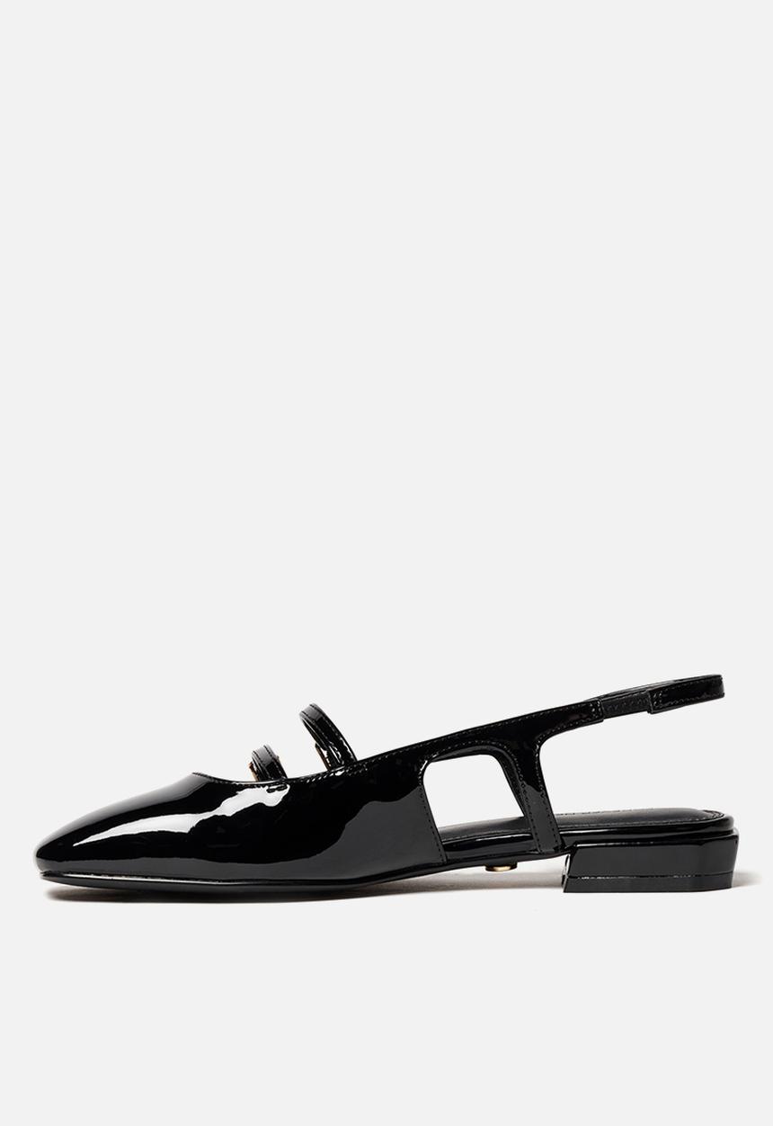 Forever New - Faye double strap slingback flat in black