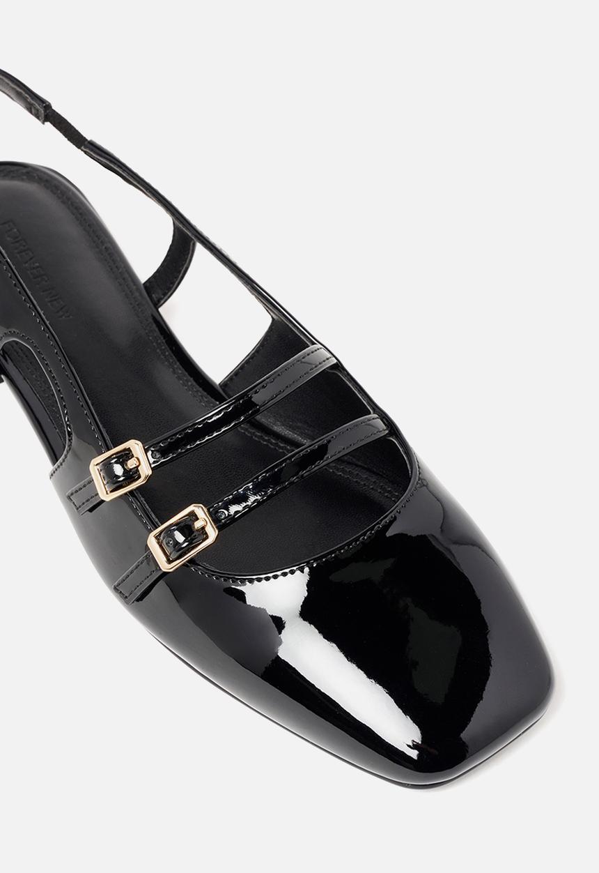 Forever New - Faye double strap slingback flat in black