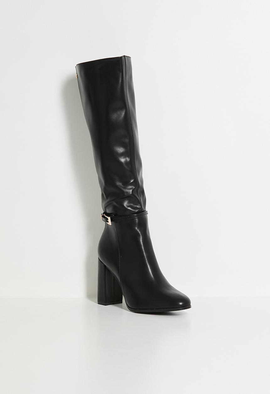 Miss Black - Shania 10 stretch block heel long boot - black