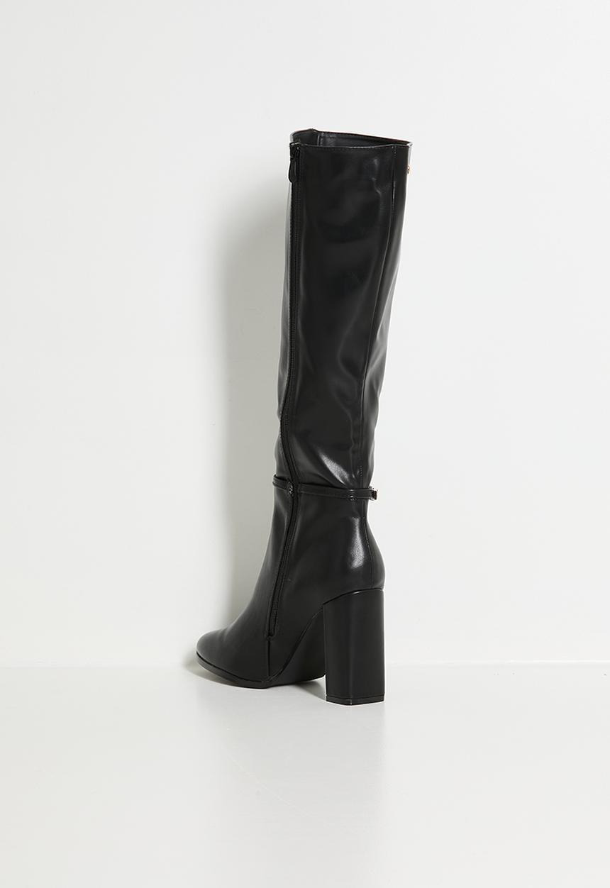 Miss Black - Shania 10 stretch block heel long boot - black