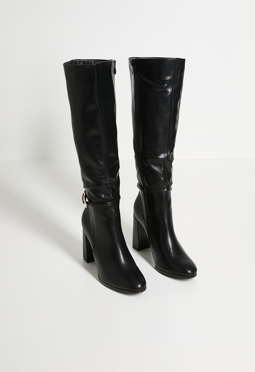 Miss Black - Shania 10 stretch block heel long boot - black