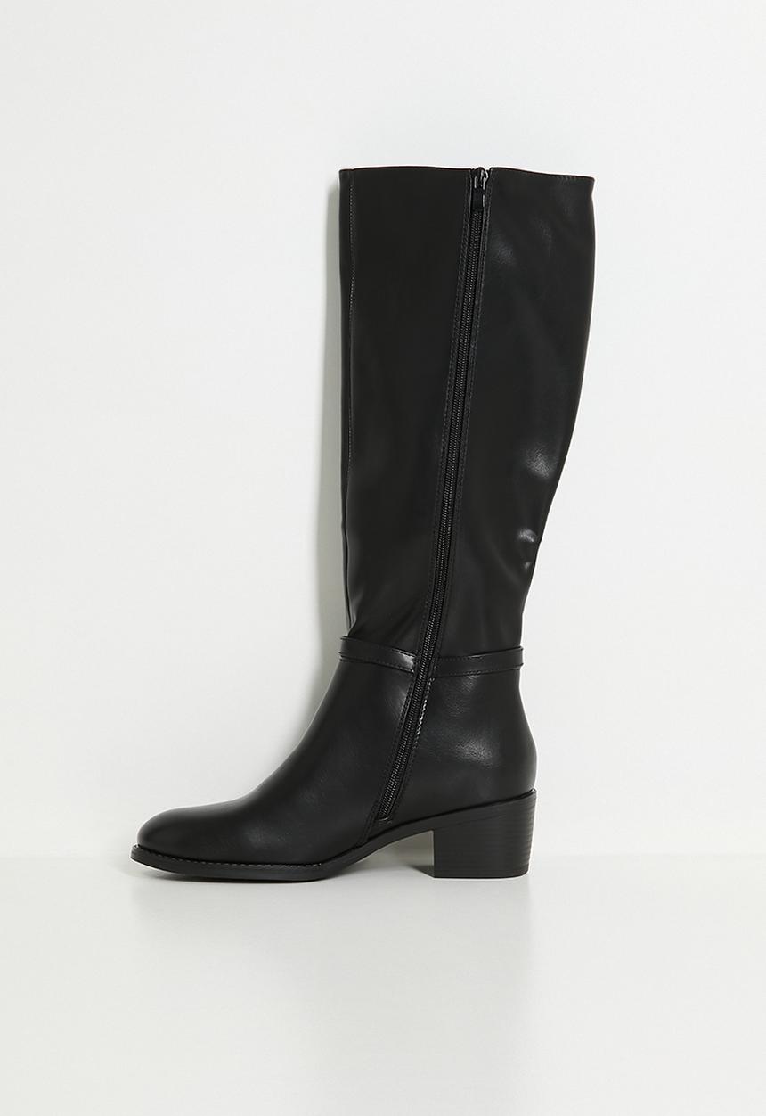 Miss Black - Brook 2 gold buckle rider boot - black