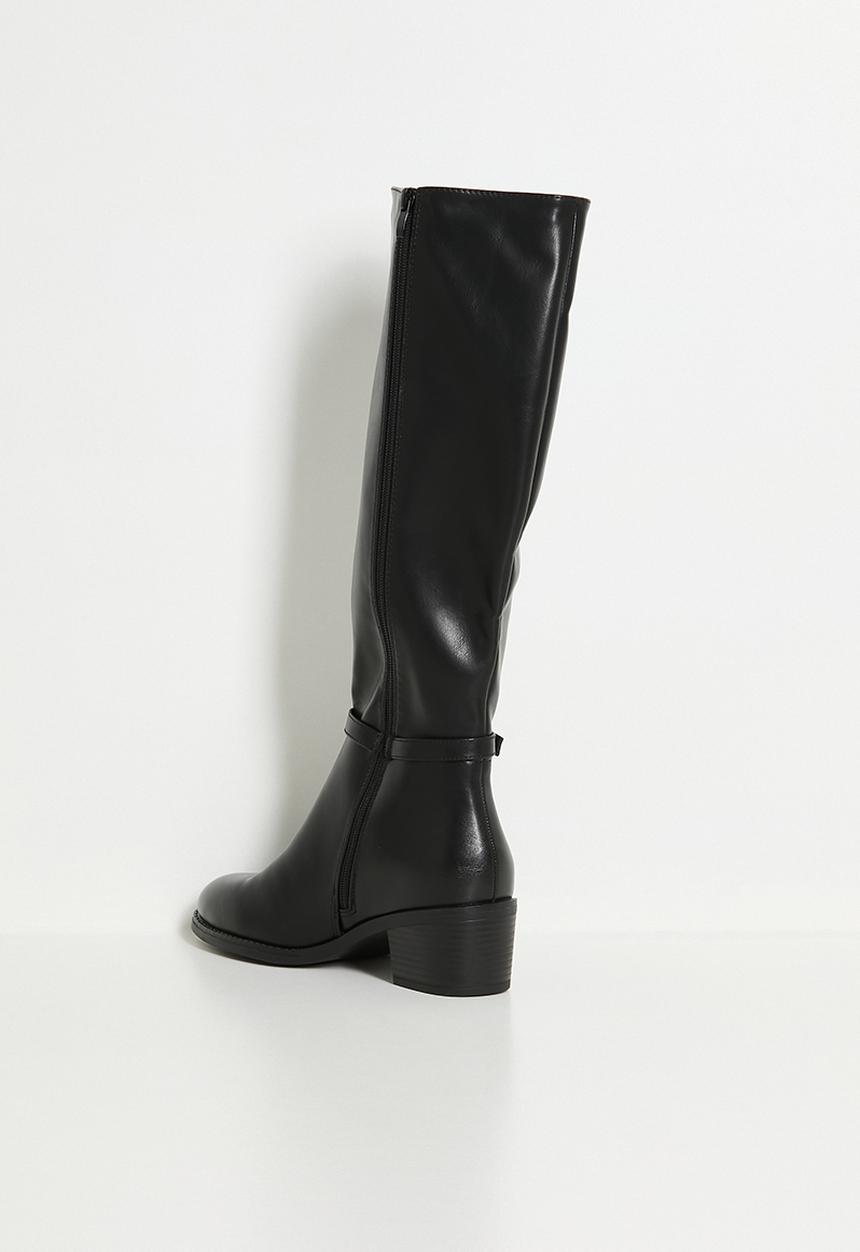 Miss Black - Brook 2 gold buckle rider boot - black