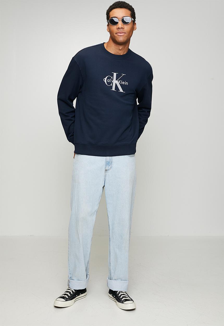 Calvin Klein - Long sleeve Eu 350Terry Monologo Cn Swtshrt - Dark Sapphire