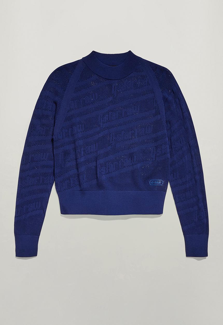 G-STAR - Pointelle text r knit wmn - ballpen blue