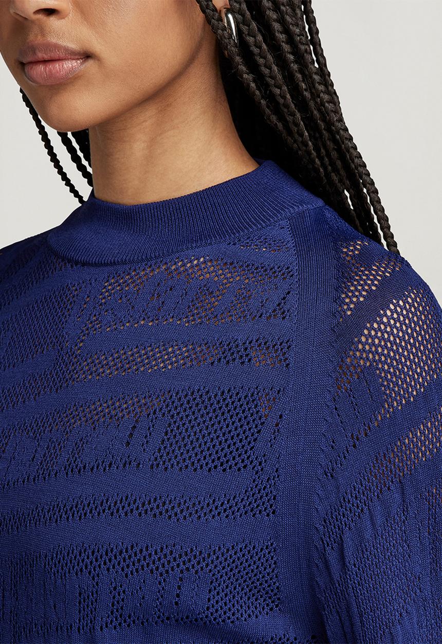 G-STAR - Pointelle text r knit wmn - ballpen blue
