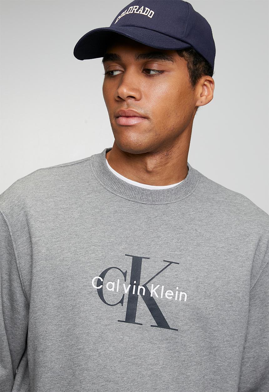 Calvin Klein - Long Sleee Eu 350Terry Monologo Cn Swtshrt - Med Grey Htr