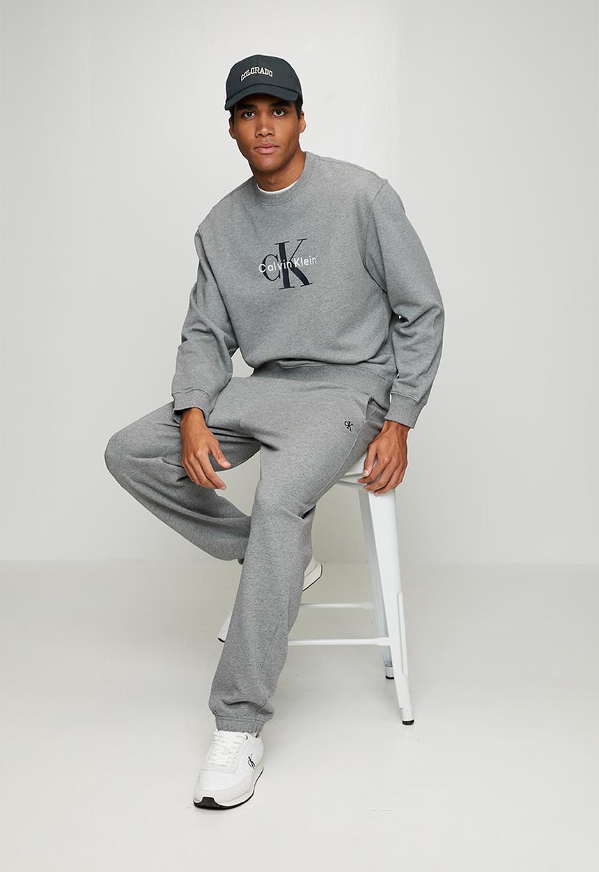 Calvin Klein - Long Sleee Eu 350Terry Monologo Cn Swtshrt - Med Grey Htr