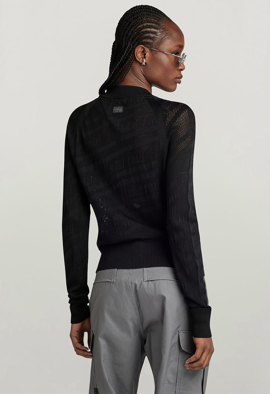G-STAR - Pointelle text r knit wmn - dk black