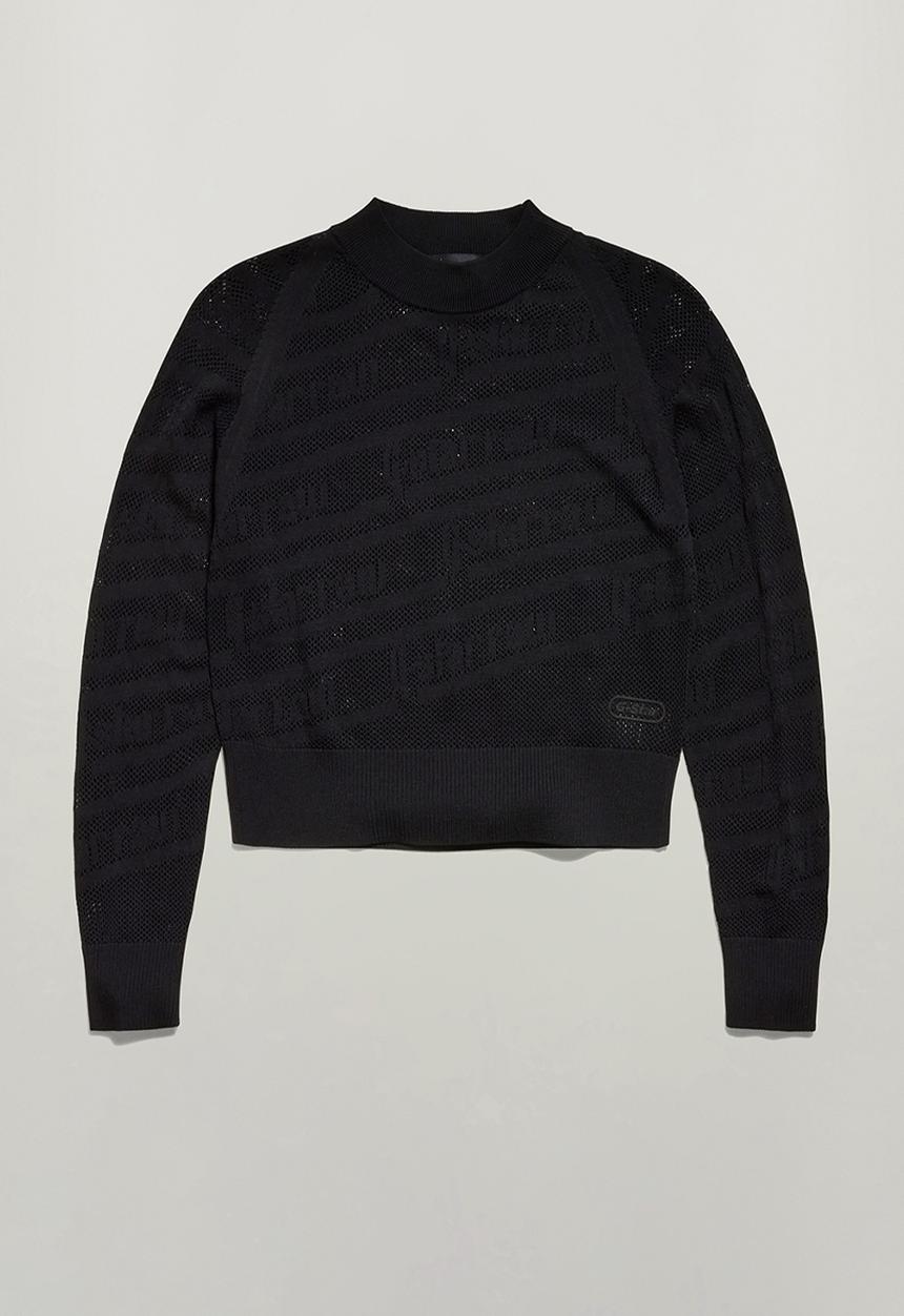 G-STAR - Pointelle text r knit wmn - dk black