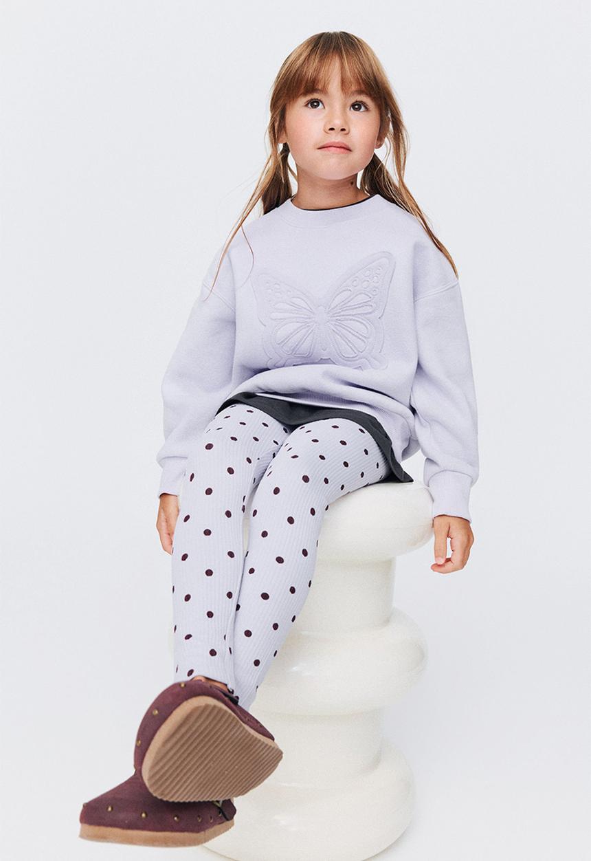 Cotton On - Fleece Legging - Vintage Lilac/Bordeaux Spots