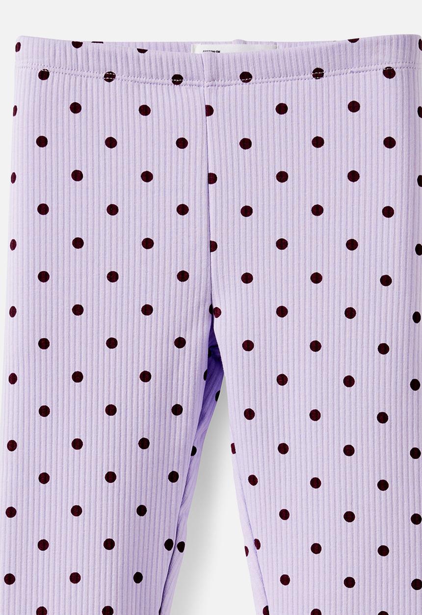 Cotton On - Fleece Legging - Vintage Lilac/Bordeaux Spots