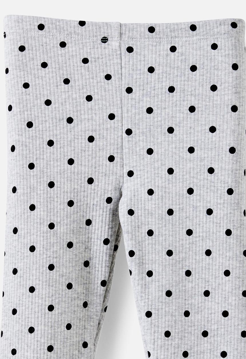 Cotton On - Fleece Legging - Grey Marle/Black Spots